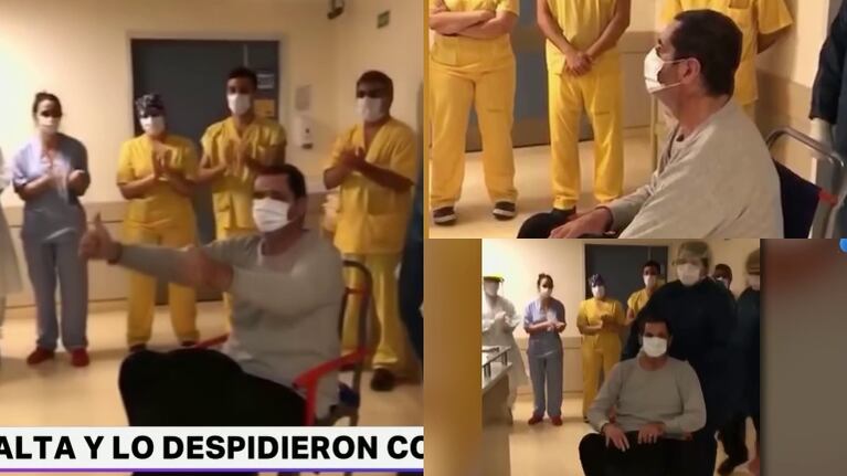 Un paciente recuperado de coronavirus se despidió con aplausos de los médicos: "Si no fuera por ustedes yo no estaría acá"