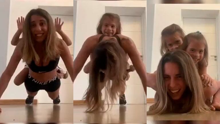 La rutina de gym de Cinthia Fernández con sus hijas