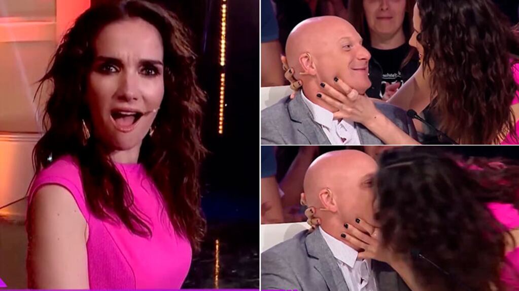 ¡Qué momento! Natalia Oreiro sorprendió con beso a un jurado de Got Talent Uruguay para ayudar a un participante