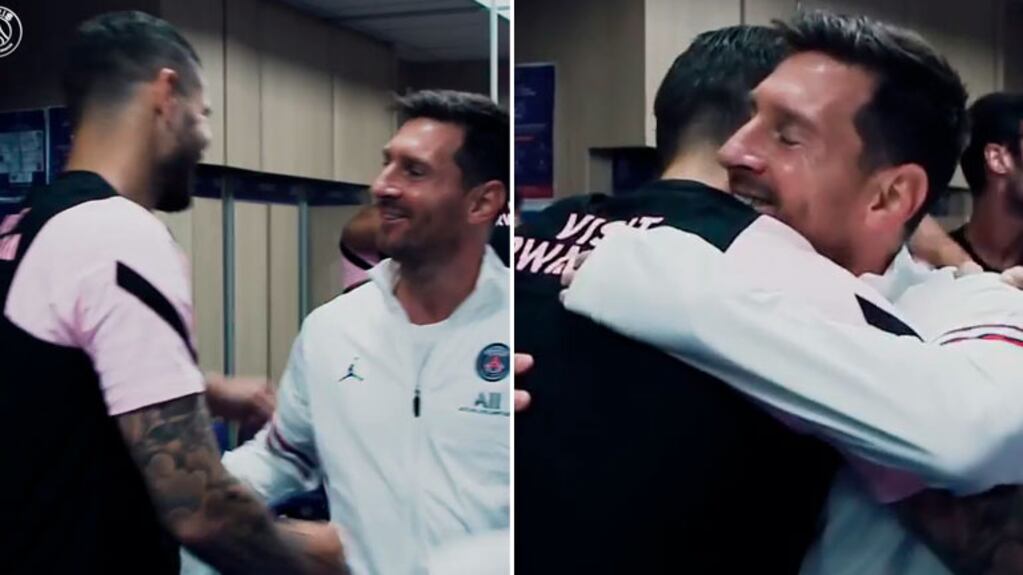 El abrazo de gol de Lionel Messi con Mauro Icardi en su primera práctica con el PSG