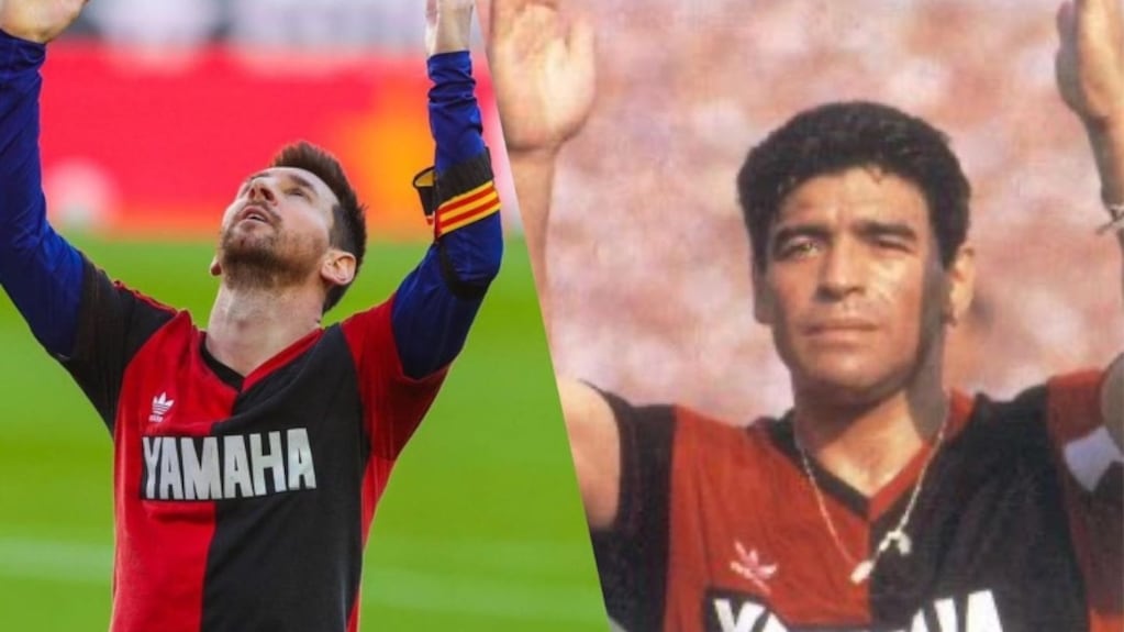 Conmovedora dedicatoria de Lionel Messi a Maradona: festejó con una camiseta de Diego en Newell's de 1993