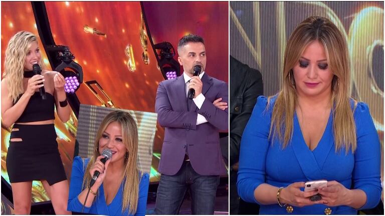 Ángel de Brito y Laurita Fernández agarraron infraganti a Karina la Princesita en el Cantando: "¿Con quién estás chateando?"