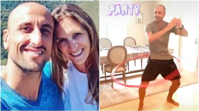 El divertido video de Manu Ginóbili jugando al aro en plena cuarentena