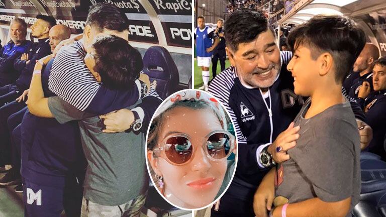 El saludo de Diego Maradona a su nieto Benjamín en la cancha de Gimnasia