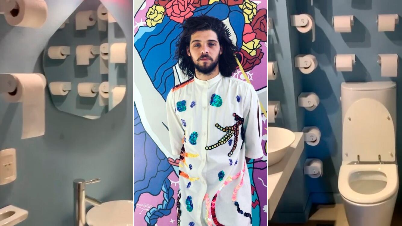 El video del insólito baño de Santi Maratea con 97 rollos de papel higiénico