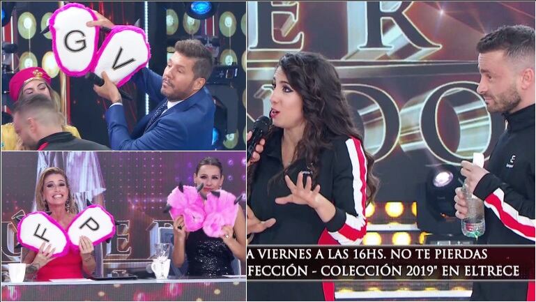 Cinthia Fernández y Martín Baclini repartieron regalos en el Súper Bailando