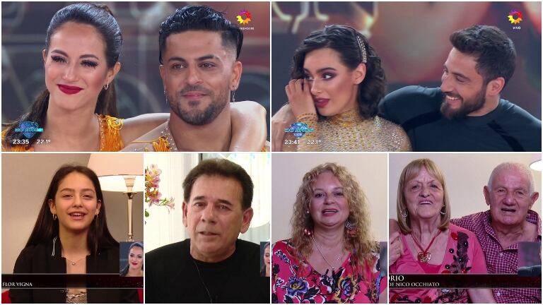 Flor Vigna y Nico Occhiato, sensibilizados ante el saludo sorpresa de sus familias en la final de ShowMatch