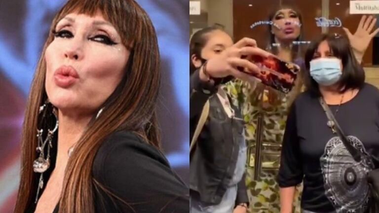 Moria Casán y una original ténica para sacarse selfies con el público en tiempos de pandemia: "Me siento a través del vidrio en Corrientes"