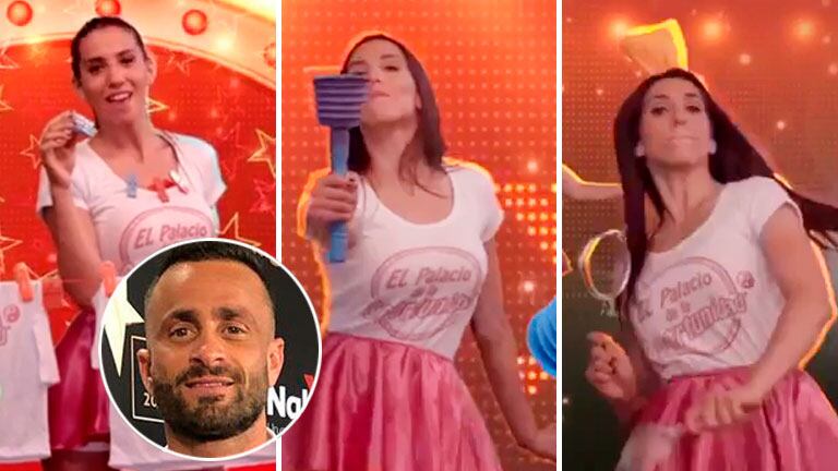 El insólito y divertido video de Cinthia Fernández bailando con broches, sopapas y repasadores