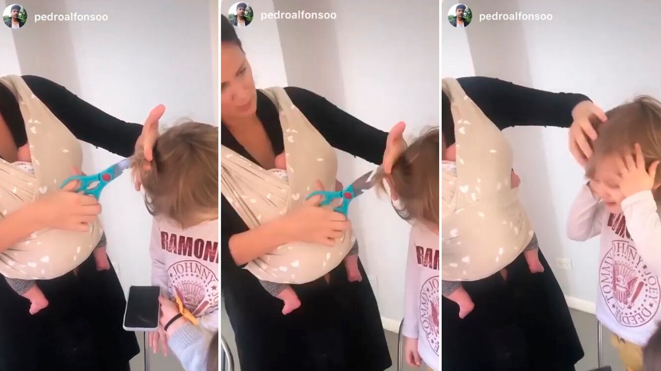 ¡Todo terreno! El tierno video de Paula Chaves atendiendo a sus tres hijos a la vez