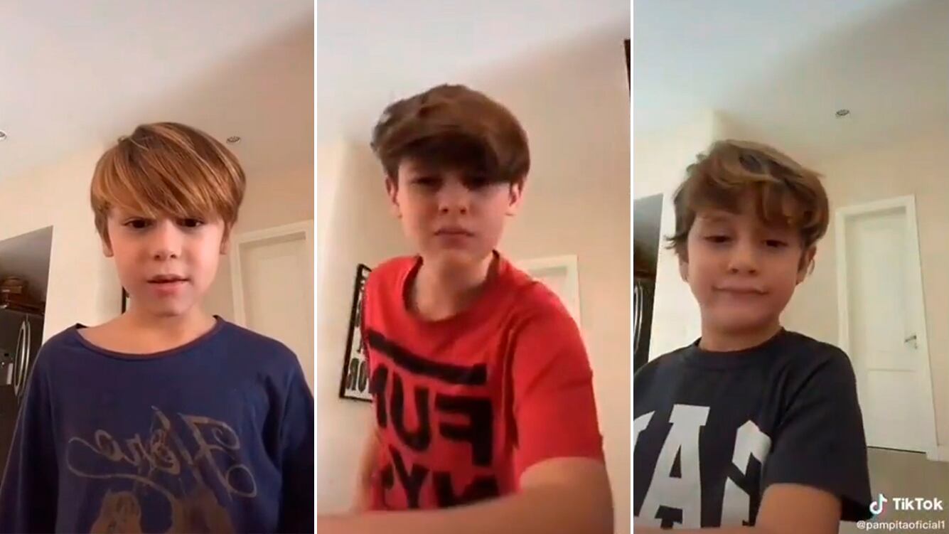 Benicio, Beltrán y Bautista, los hijos de Pampita, se sumaron al reto furor de TikTok