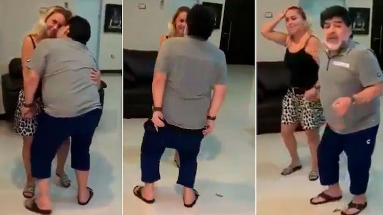 ¡Un papelón! Se filtró un video de Diego Maradona, bailando con Verónica Ojeda... ¡y bajándose los pantalones!
