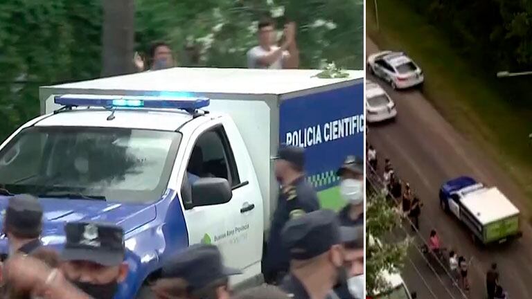 Así retiraban el cuerpo de Diego Maradona del country de Tigre