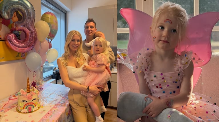 Maxi López volvió a Suiza y armó un cumple de cuento para su hija Elle: fiesta soñada, baile y postal familiar