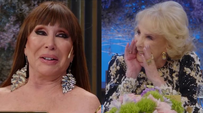 Moria Casán sorprendió a Mirtha Legrand al revelar su secreto para cuidarse la piel: “Me pongo esperma de salmón”