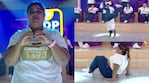 Camilota terminó en el piso tras la arriesgada acrobacia con la que festejó su pesaje en Cuestión de Peso