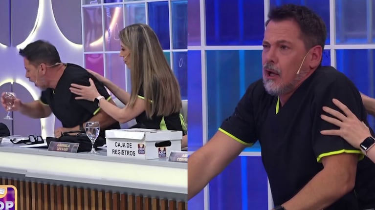 Momentos de tensión en Cuestión de peso: Sergio Verón tuvo que ser asistido tras ahogarse en vivo 