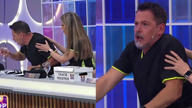 Momentos de tensión en Cuestión de peso: Sergio Verón tuvo que ser asistido tras ahogarse en vivo