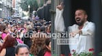 Ricky Martin saludó a sus fans desde la ventana de su habitación de hotel