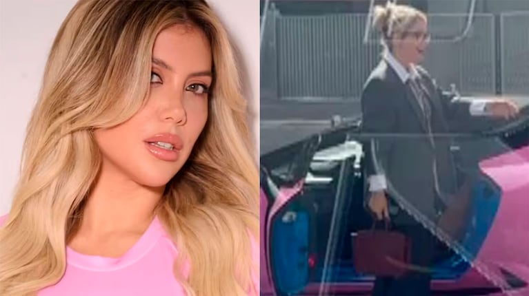La llamativa llegada de Wanda Nara a los tribunales de Milán en su Lamborghini rosa