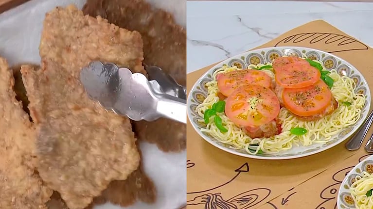 Cómo hacer milanesa de bife de chorizo napolitana con tallarines: la receta de bodegón de Coco Carreño