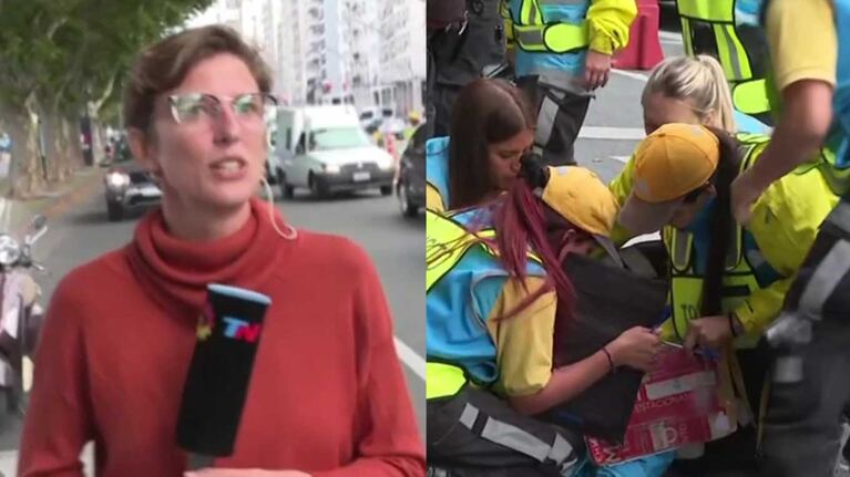 Una cronista presenció cómo chocaban a una agente de tránsito en un control de alcoholemia