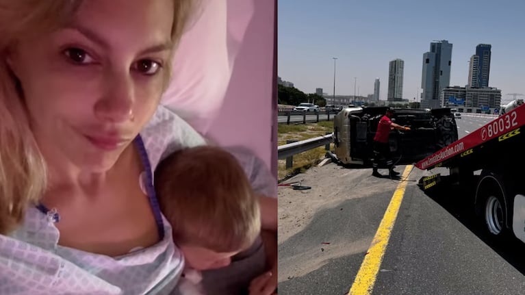 El grave accidente que sufrió Inés Palombo en Abu Dabi: iba en auto con su pequeño hijo y su marido