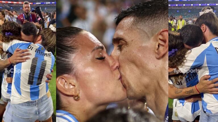 El emotivo beso de Ángel Di María y Jorgelina Cardoso tras su último partido con la Selección Argentina