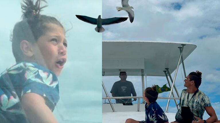 “¡Ayúdeme, capitán!”: el tremendo susto del hijo de Jimena Barón, atacado por unas gaviotas en un barco