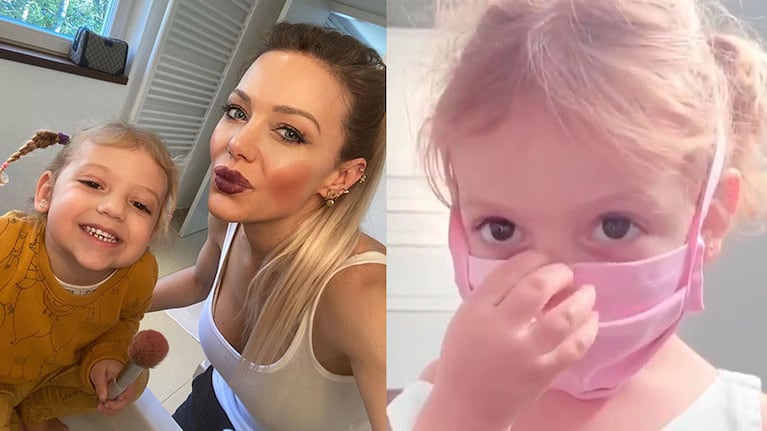 El tierno "inconveniente" de la hija menor de Evangelina Anderson con su barbijo: "No puedo usar el chupete"
