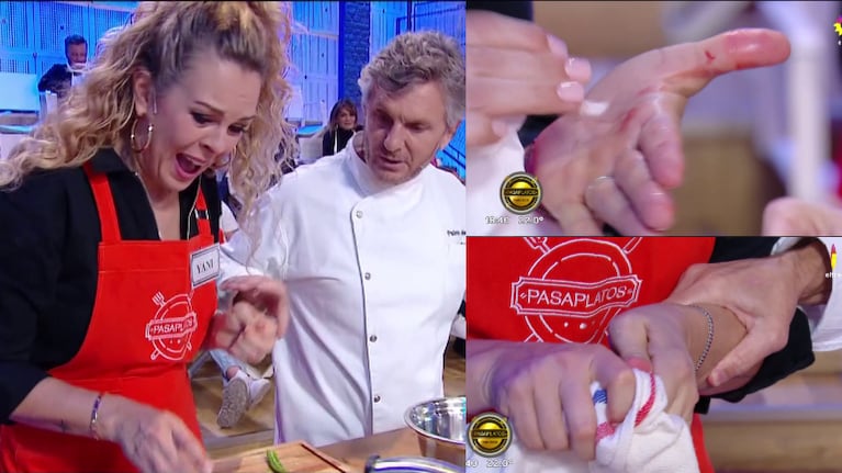 Yanina Screpante se accidentó en Pasaplatos Famosos: se cortó la mano y debió cocinar con un guante