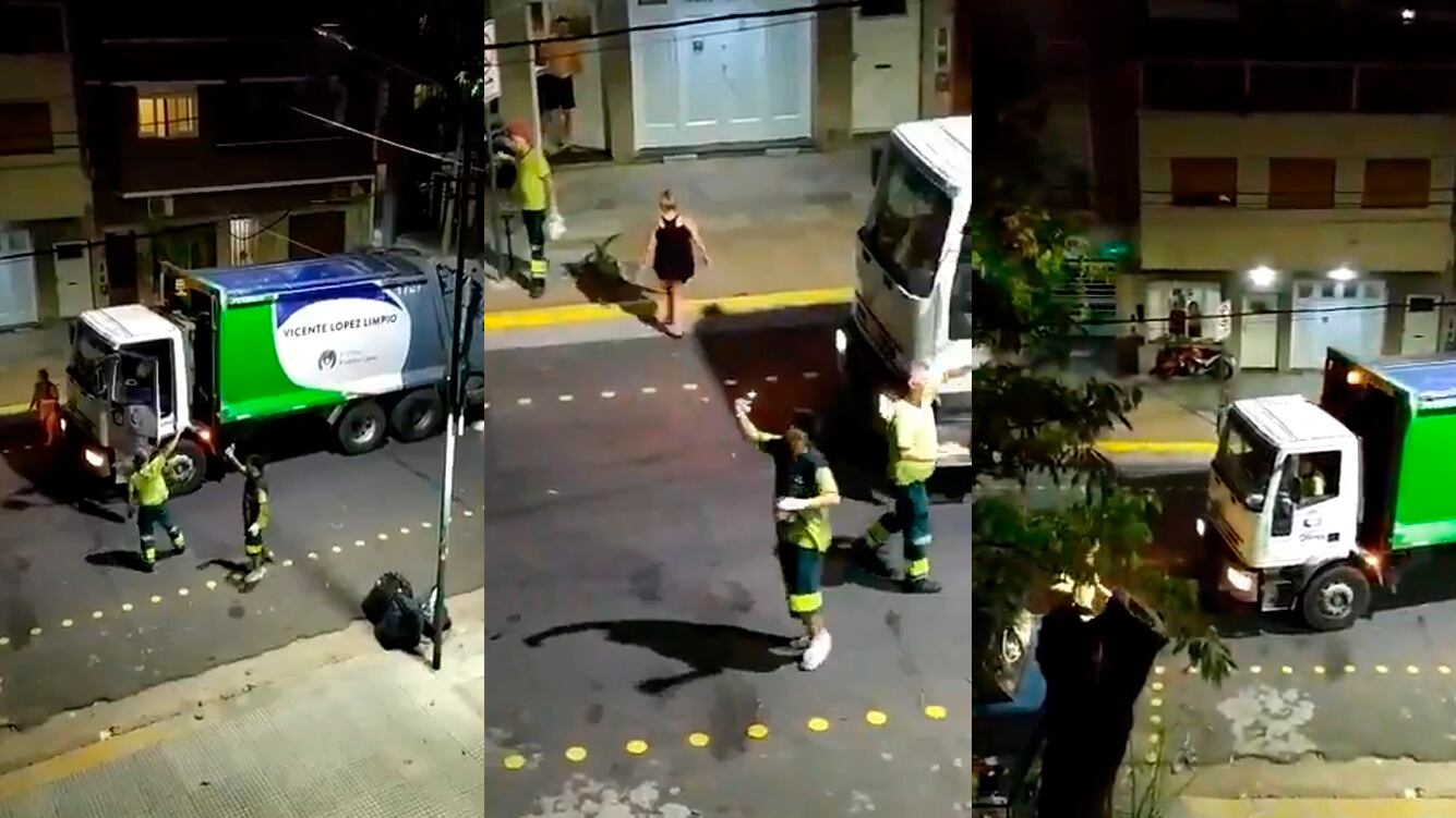 El emotivo aplauso en agradecimiento a la labor de los recolectores de residuos
