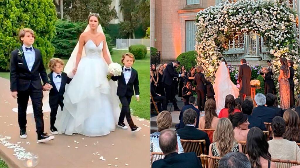  El emocionante video de Pampita con el vestido de novia, de la mano de sus hijos camino al altar