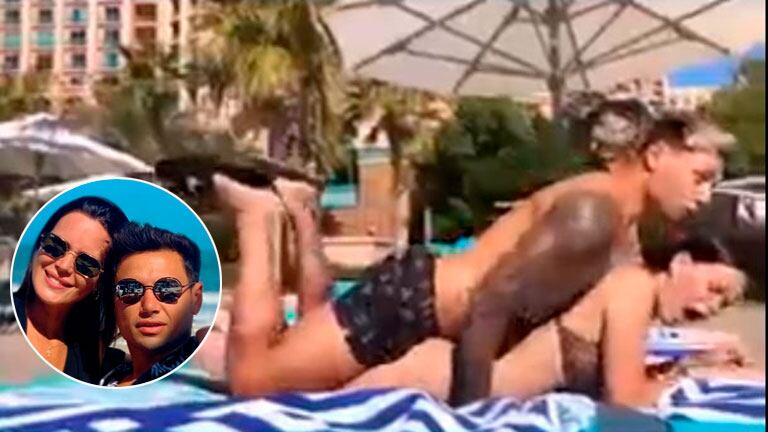El polémico y divertido video de Mauro Zárate zambulléndose sobre Natalie Weber