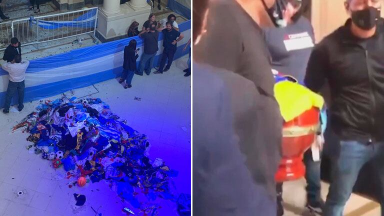 La seguridad de la Casa Rosada trasladó el féretro de Diego Maradona a una zona menos concurrida
