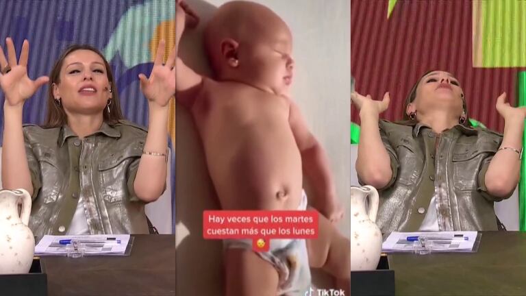 Pampita imitó cómo duerme su beba de un mes: "No entiendo cómo hace para no caerse para atrás"