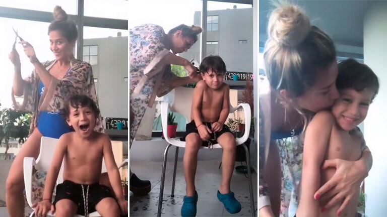 Jimena Barón compartió el desopilante video de cómo le cortó el pelo a su hijo