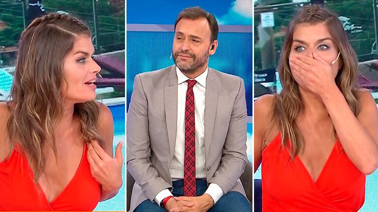 ¡Sin filtro! A Angie Balbiani se le escapó un insulto cuando Adrián Pallares la chicaneó y se ruborizó