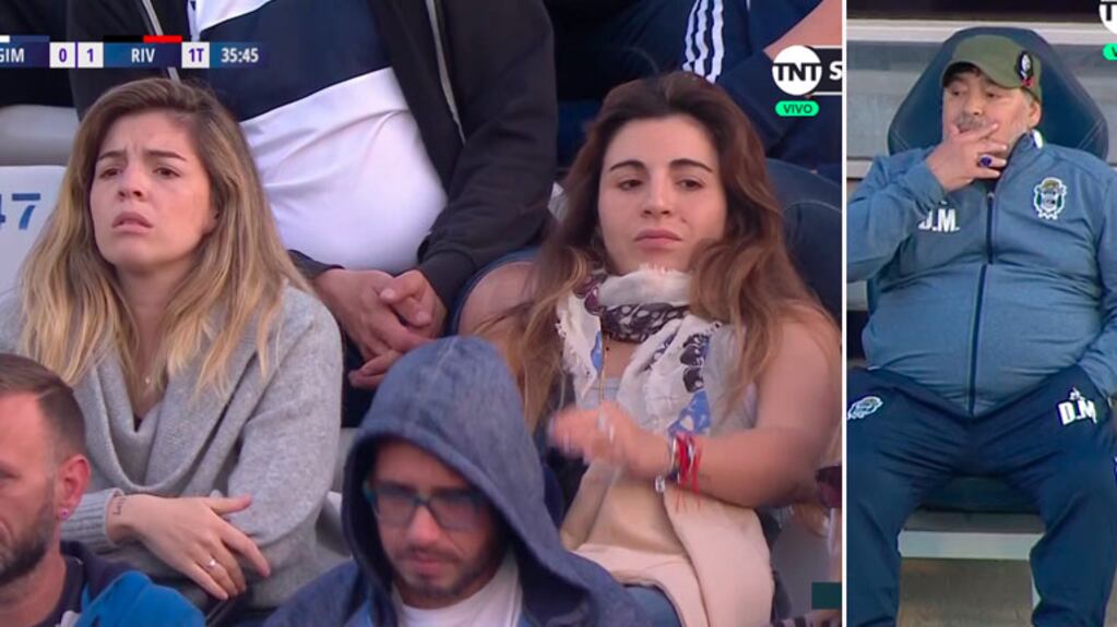 Dalma y Gianinna Maradona fueron la cancha de Gimnasia para apoyar a Diego contra River