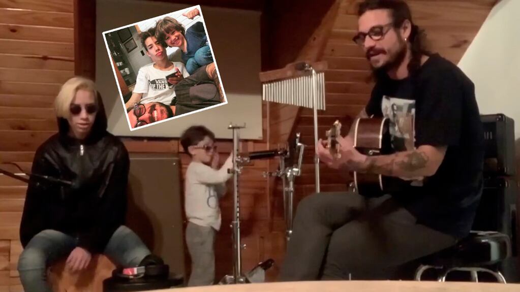 ¡Rockeando en familia! Daniel Osvaldo publicó un video tocando con Momo y su hijo mayor
