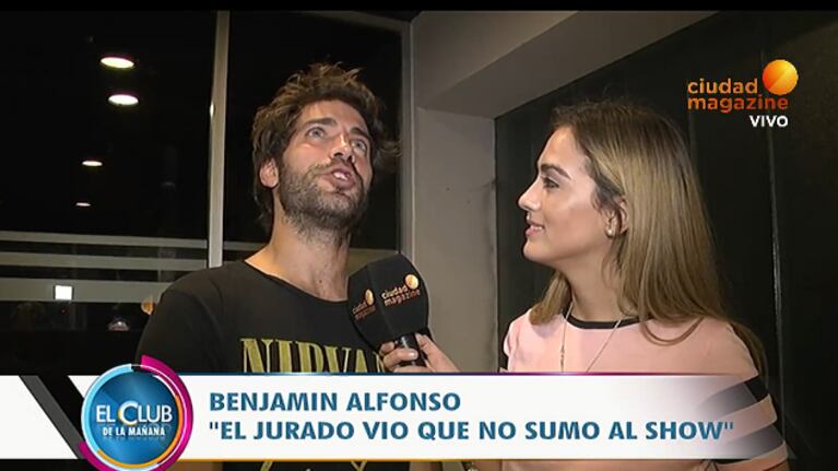 Benjamín Alfonso: "El jurado vio que no sumo al show"