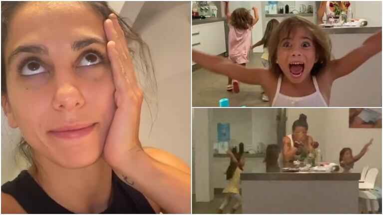 Cinthia Fernández mostró a sus hijas durante el coronavirus: "¡14 días en cuarentena!"