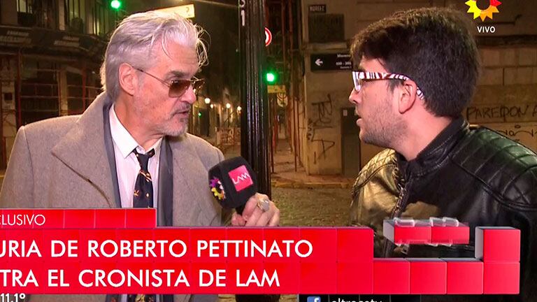 Roberto Pettinato forcejeó e insultó a un periodista cuando le preguntó por las acusaciones de acoso sexual