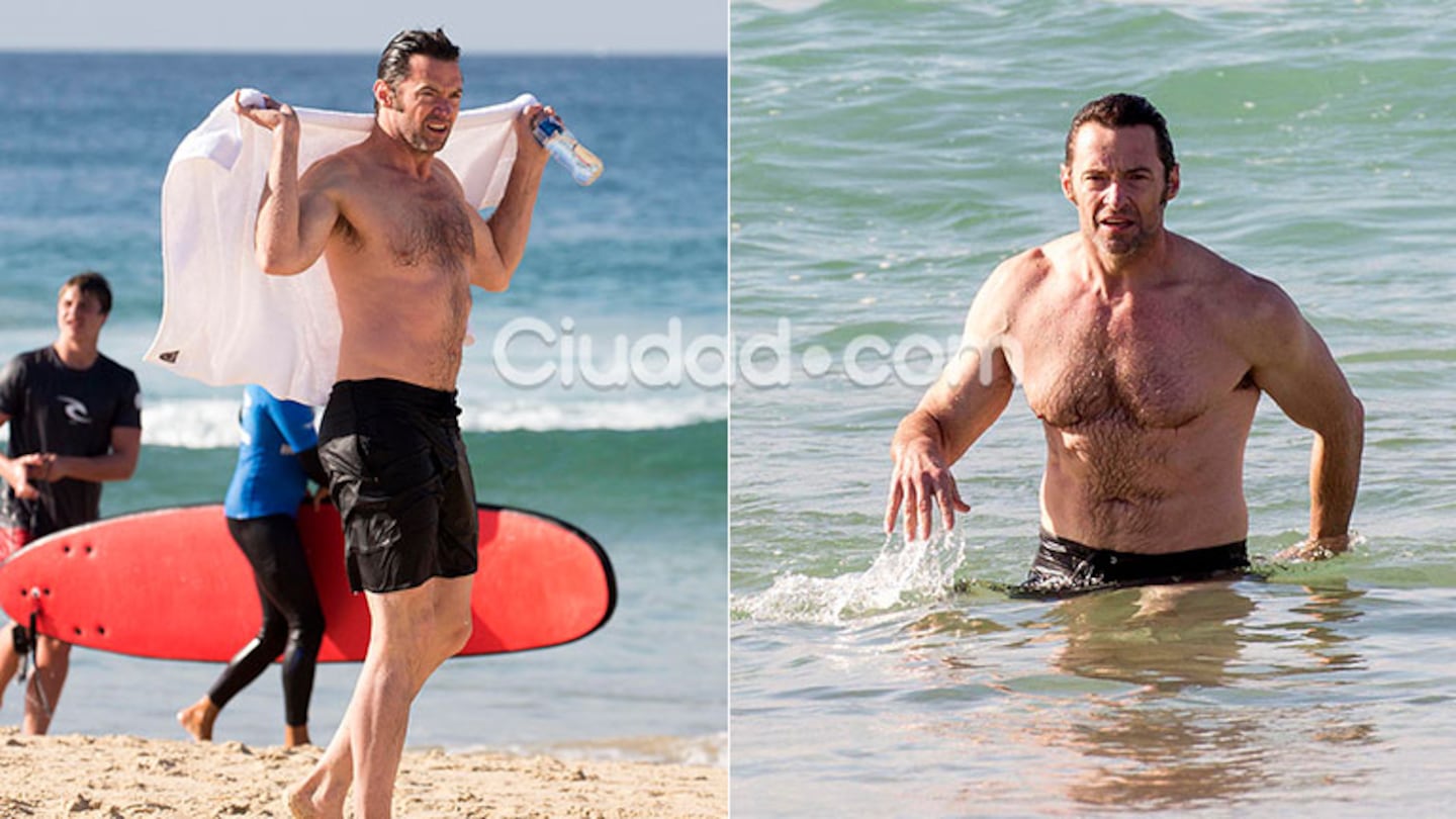 Hugh Jackman mostró su lomazo en las playas de Sydney. Foto: Grosby Group.