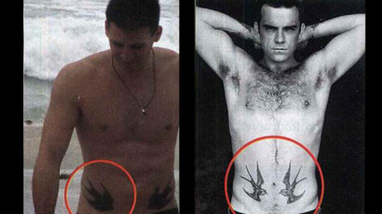 Idéntico tatuaje: la coincidencia de Juan Pablo y Robbie Williams. (Foto: Paparazzi)
