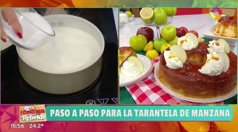 Iliana Calabró le preparó a Jimena Monteverde una tarantela de manzana: así es la receta | Créditos: captura El Trece