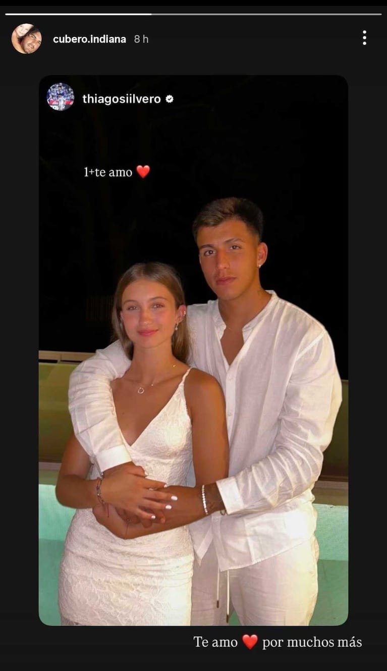 Indiana Cubero y Thiago Silvero celebraron otro mes de noviazgo. Foto: Instagram @cubero.indiana