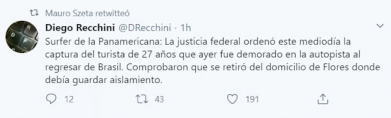 Indignante: el surfer detenido en Panamericana volvió a violar la cuarentena, se dio a la fuga y ahora tiene pedido de captura