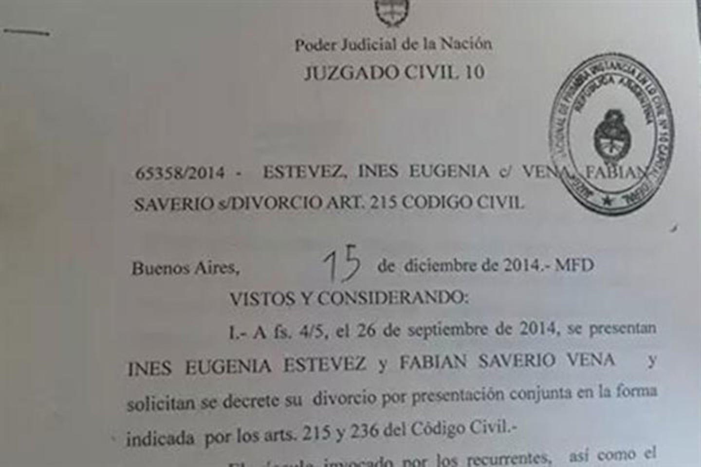 Inés compartió en Facebook una foto de la resolución judicial (Foto: Web). 