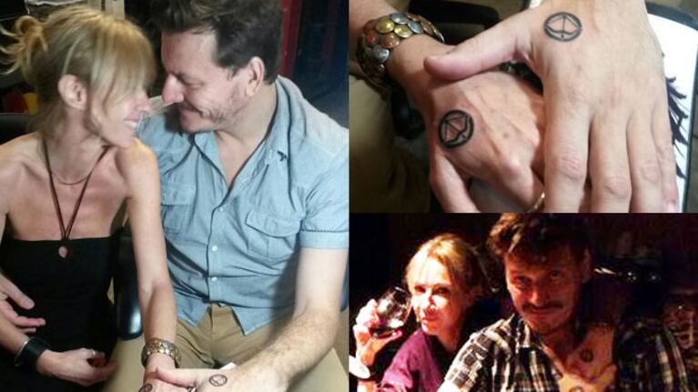 Inés Estévez y Javier Malosetti, a full: se hicieron un romántico tatuaje (Fotos: Twitter).